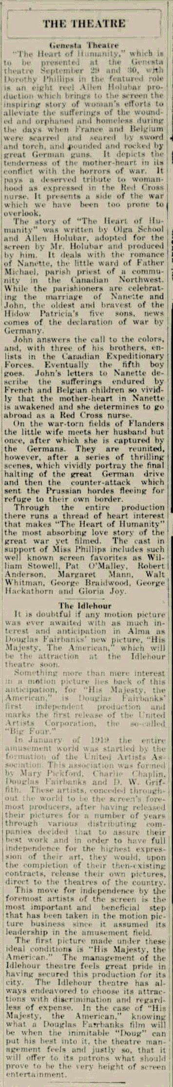 Regent Theater - Sept 18 1919 Proof The Genesta And Idlehour Were Separate (newer photo)